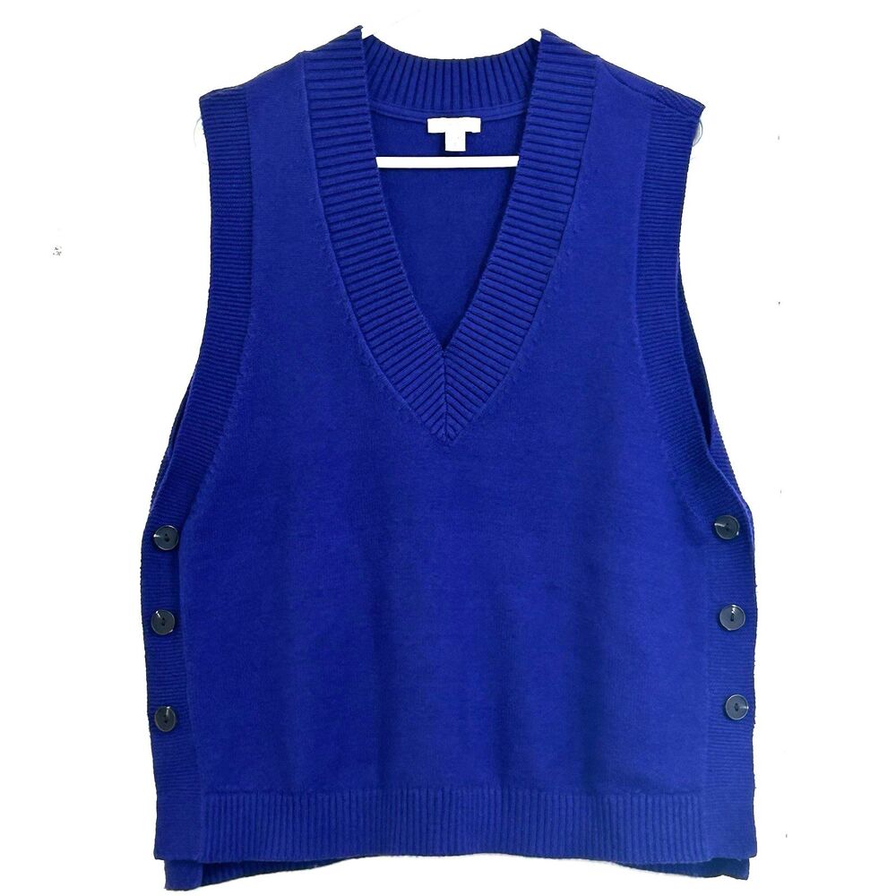 J. Jill Knitted Sweater Purple Vest Size Medium Petites V-Neck Vest